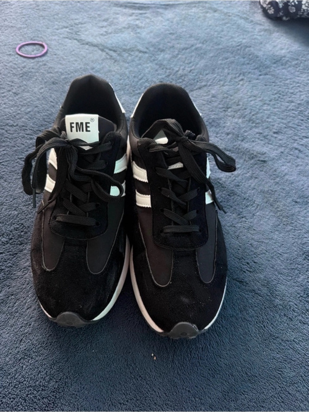 ME Makeover Essentials Kids Black Sneakers with White Stripes